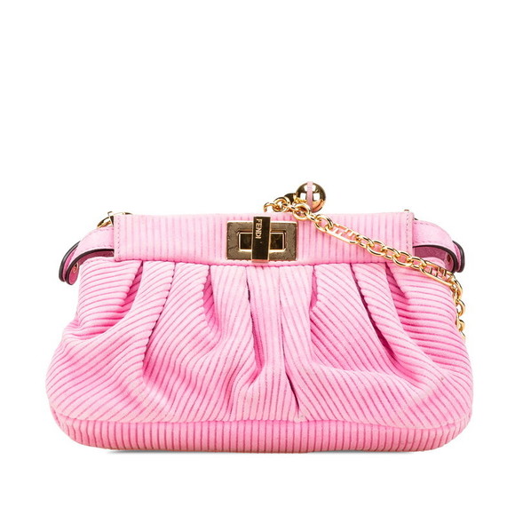 Fendi Bag Shoulder Peekaboo Pink Chain Click Suede - Picture 1 of 8